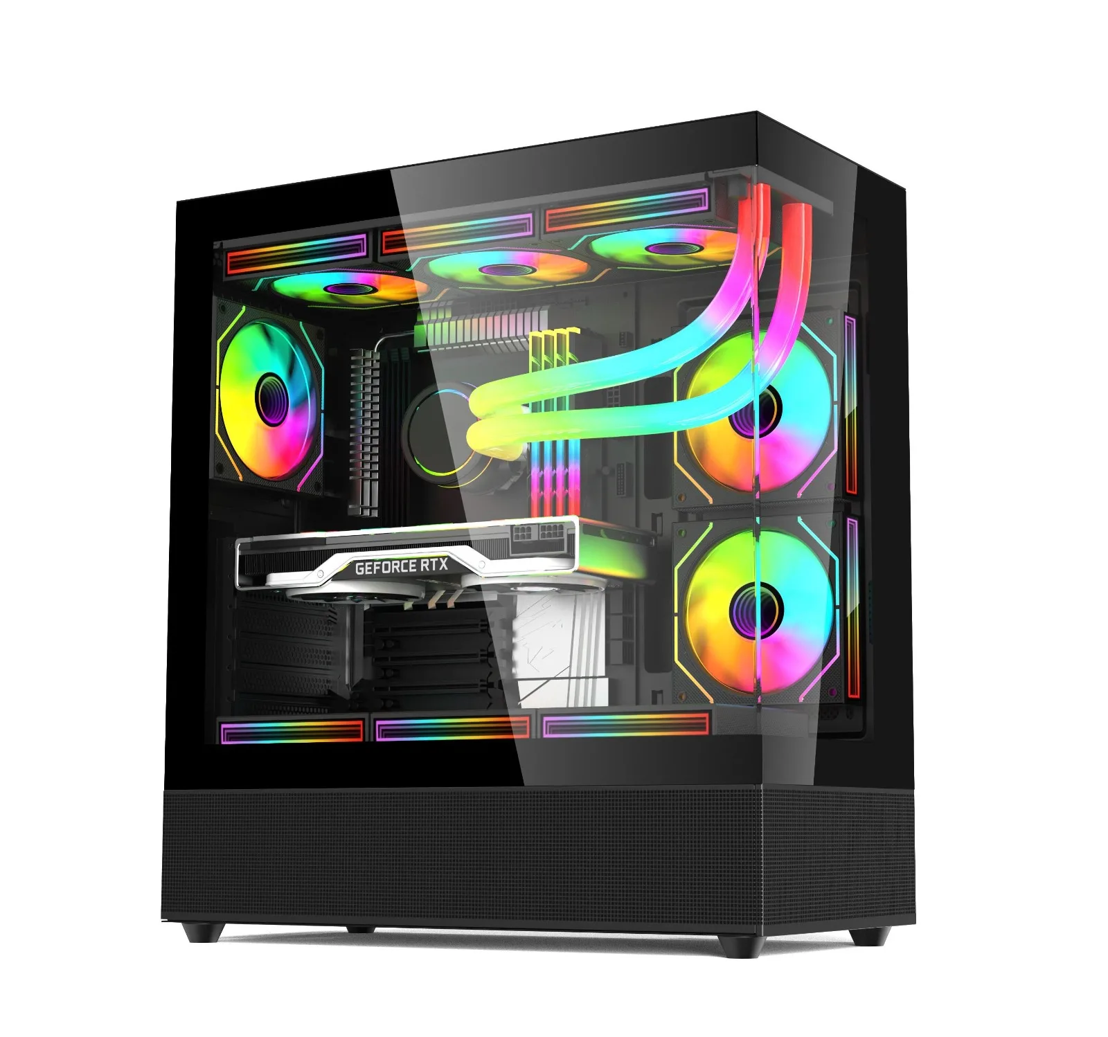 Gametech Phantom Siyah Midi Tower Kasa 6x120 mm ARGB Fanlı Gaming Oyuncu Kasası Kopya