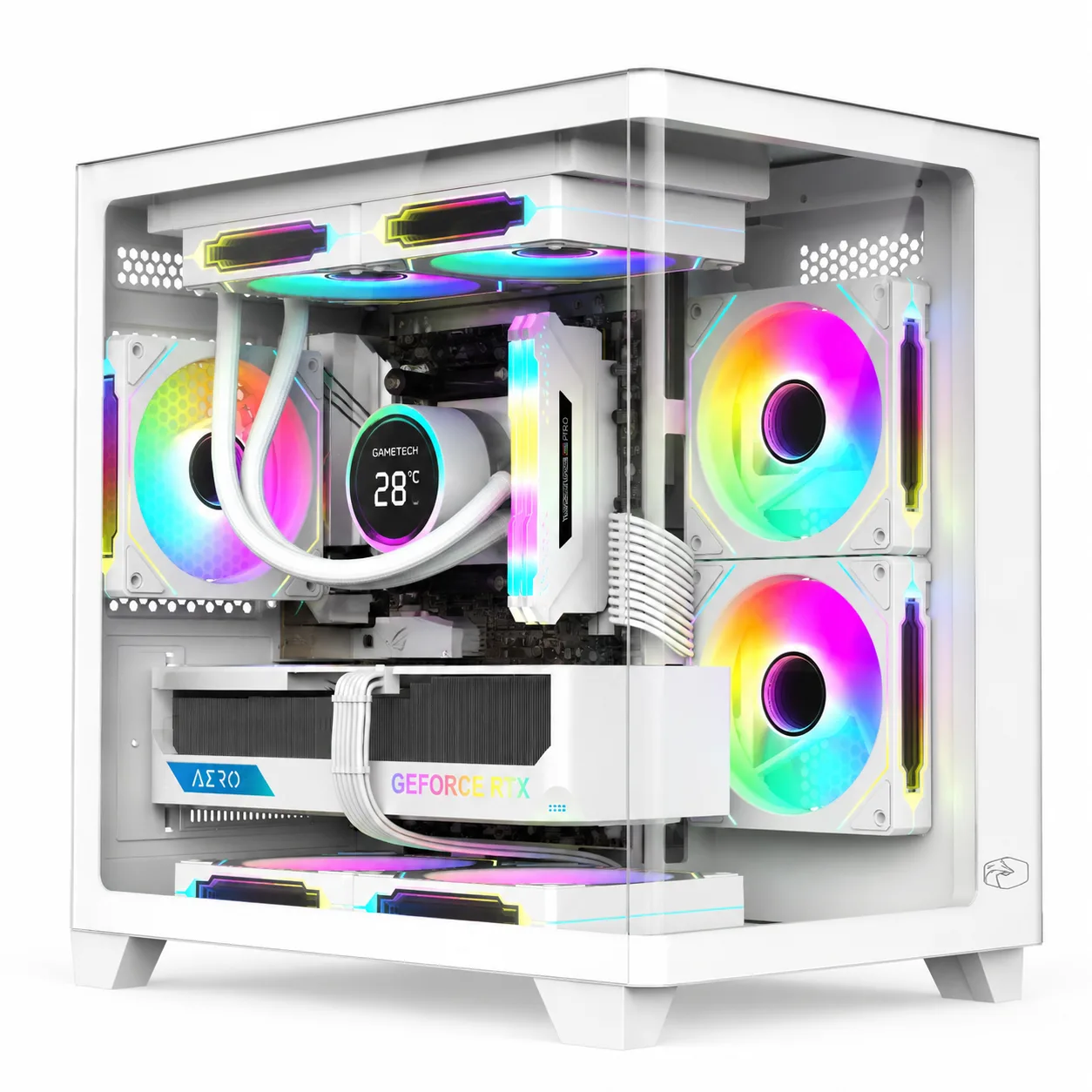 Gametech Small Prime Kumandalı Argb 5X120MM Fanlı Matx Bilgisayar Kasası Beyaz