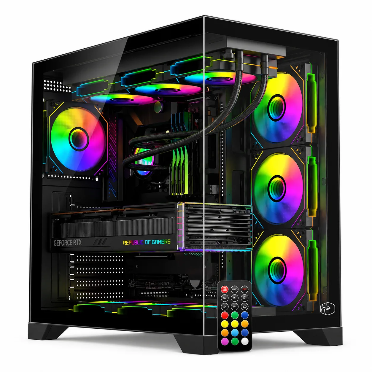 Gametech Prime V2 Kumandalı A-rgb 7x120mm Fanlı Vidasız Paneller Gaming Bilgisayar Kasası Siyah