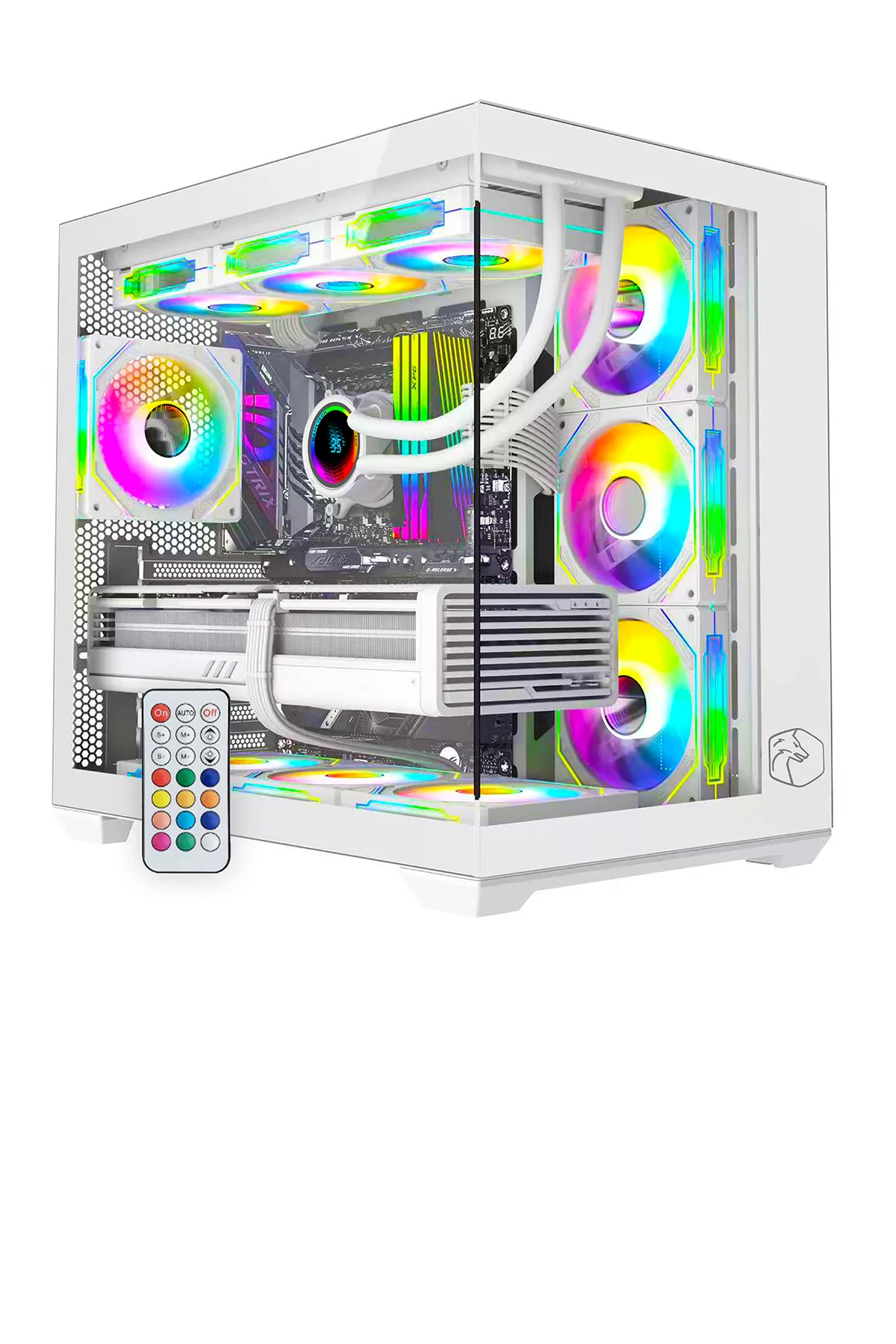 Gametech Prime V2 Kumandalı A-rgb 7x120mm Fanlı Vidasız Paneller Gaming Bilgisayar Kasası Beyaz