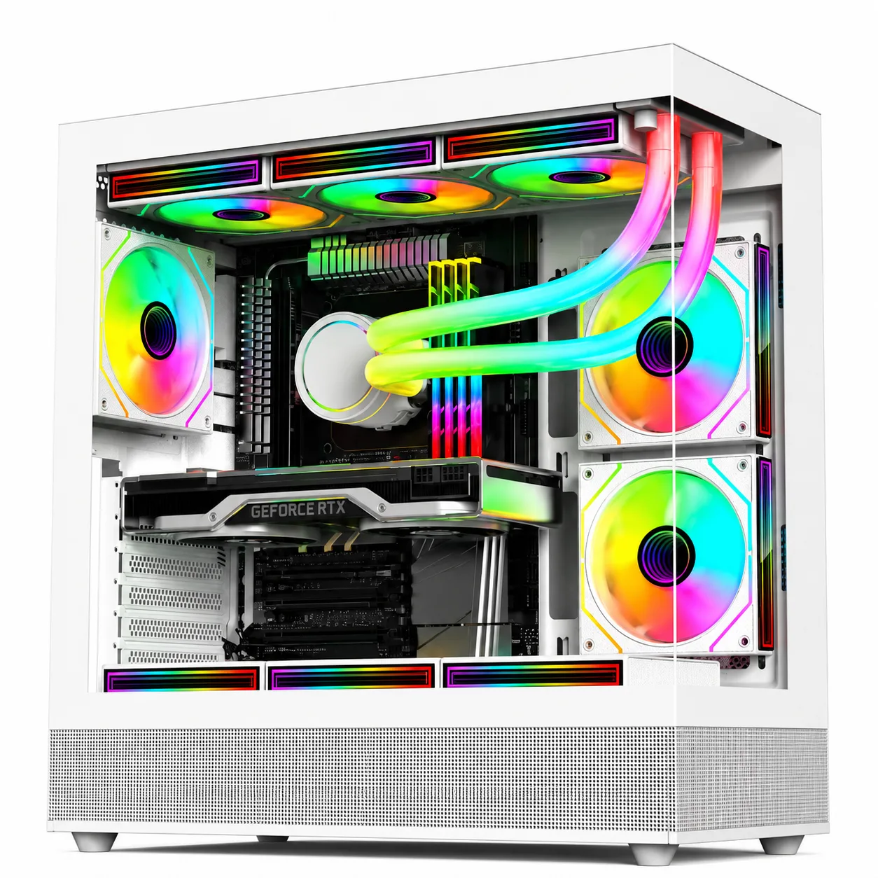 Gametech Phantom Beyaz Midi Tower Kasa 6x120 mm ARGB Fanlı Gaming Oyuncu Kasası