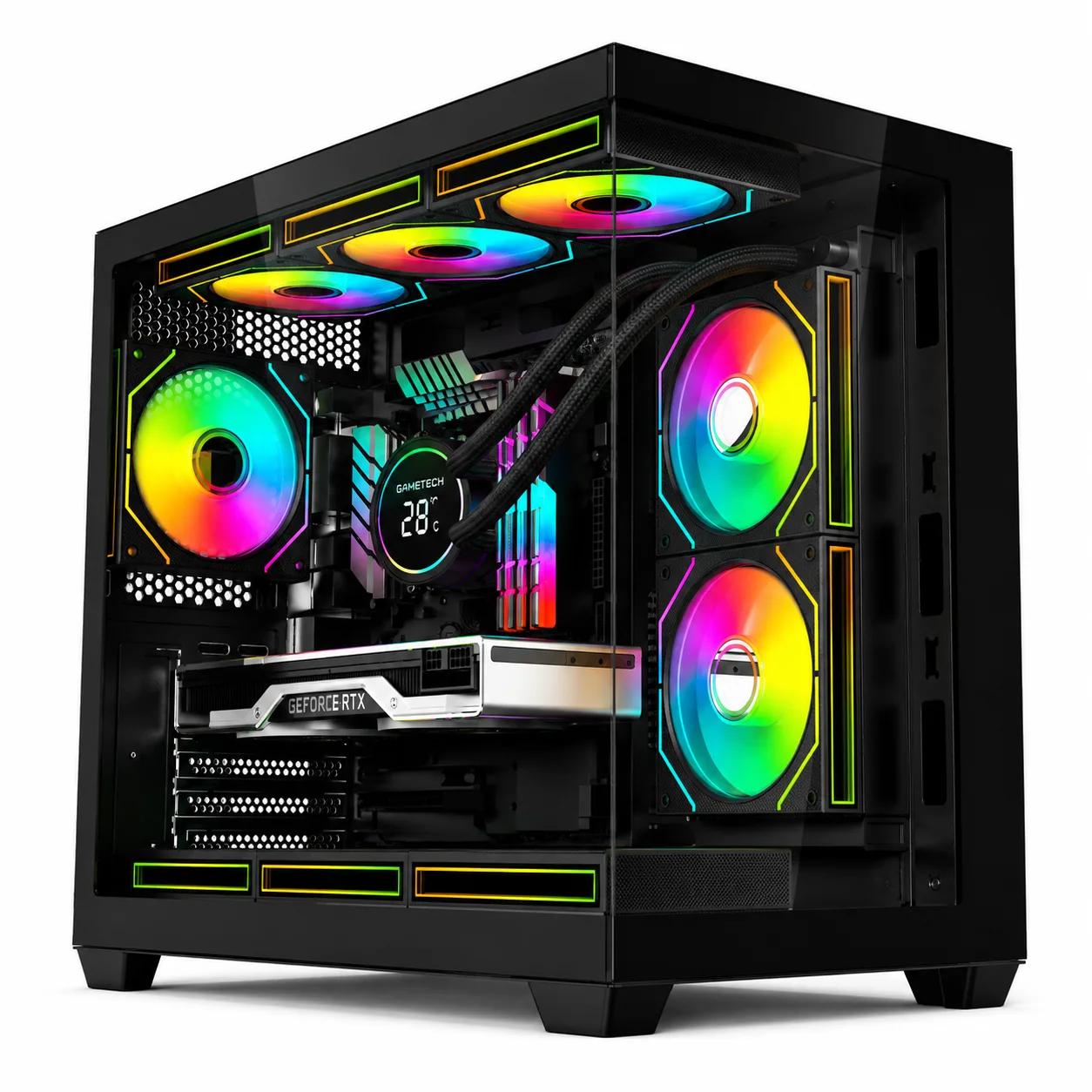 Gametech Large Prime Kumandalı Argb 7X120MM Fanlı Matx Bilgisayar Kasası Siyah