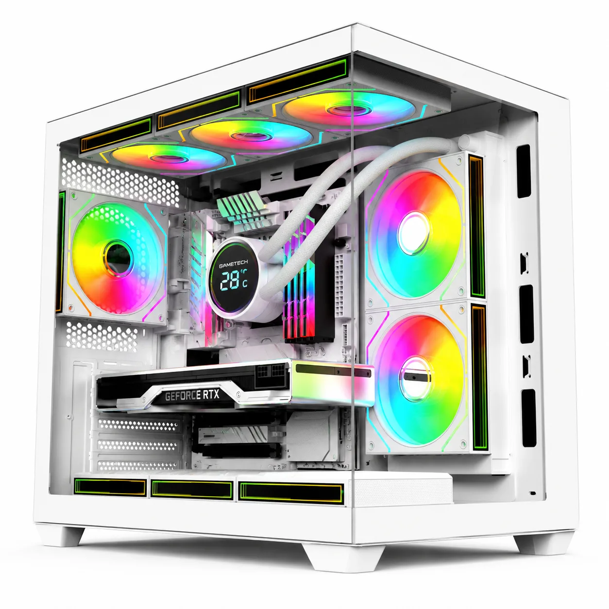 Gametech Large Prime Kumandalı Argb 7X120MM Fanlı Matx Bilgisayar Kasası Beyaz