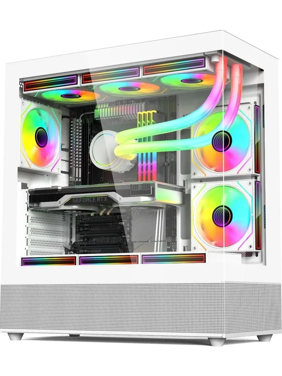 Gametech Phantom Beyaz Midi Tower Kasa 6x120 mm ARGB Fanlı Gaming Oyuncu Kasası