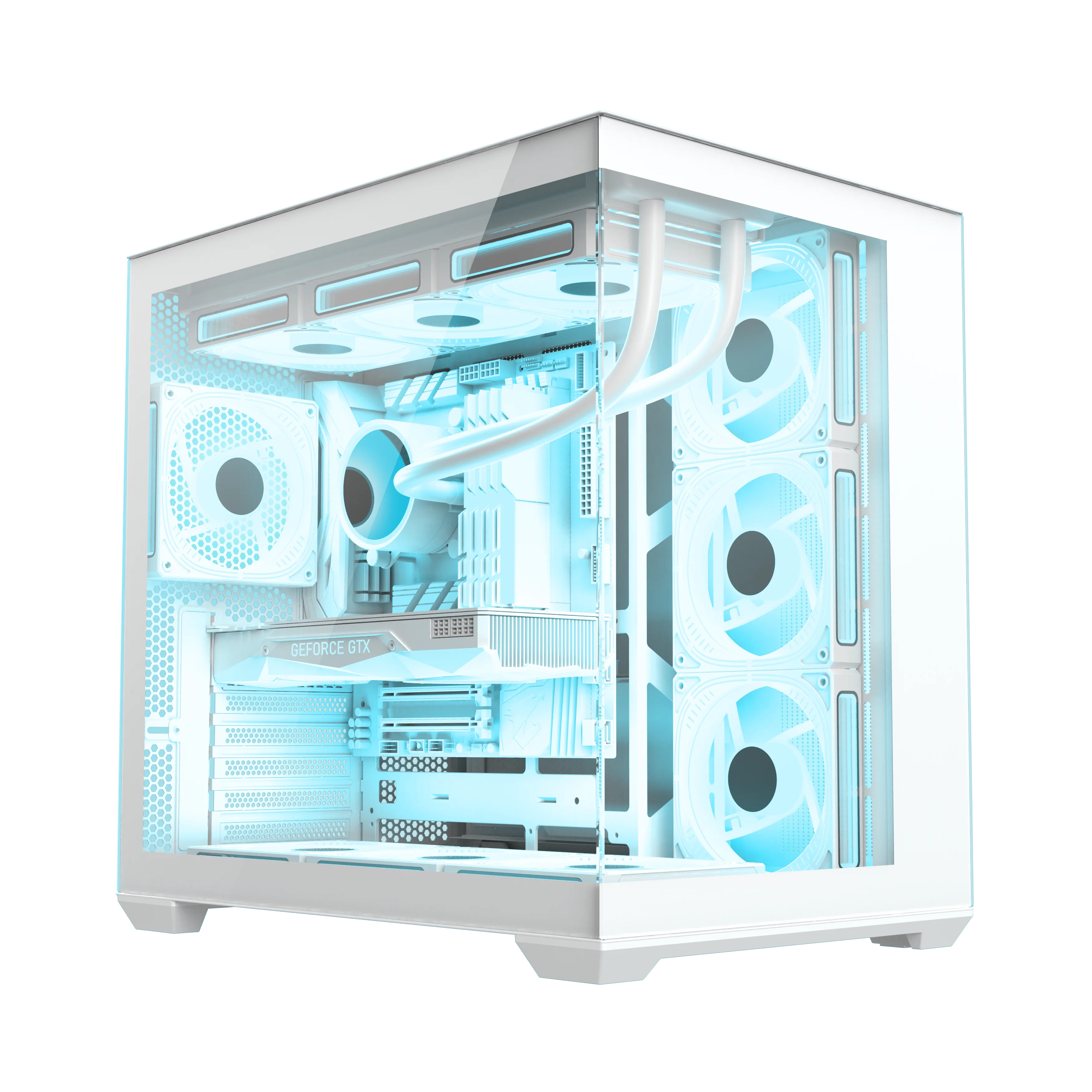 Gametech Prime V2 Kumandalı A-rgb 7x120mm Fanlı Vidasız Paneller Gaming Bilgisayar Kasası Beyaz