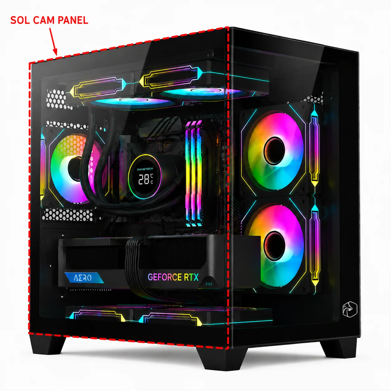 GAMETECH SMALL PRİME SİYAH YAN CAM
